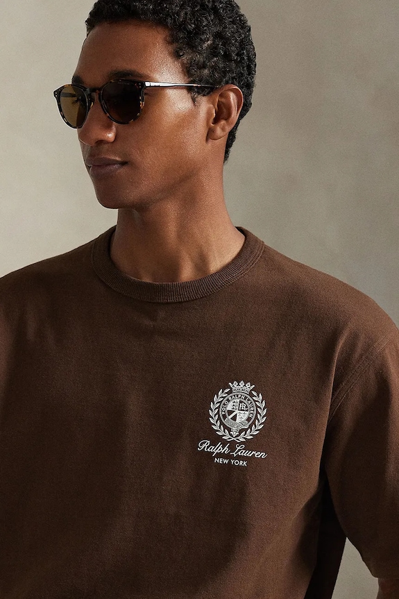 Polo Ralph Lauren t-shirt bawełniany JERSEY-KNT-T-SHIRT brązowy 710A13265004