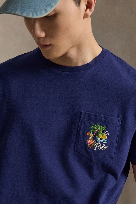 Polo Ralph Lauren JERSEY-KNT-T-SHIRT тениска памучна мъжка син 710B14586001
