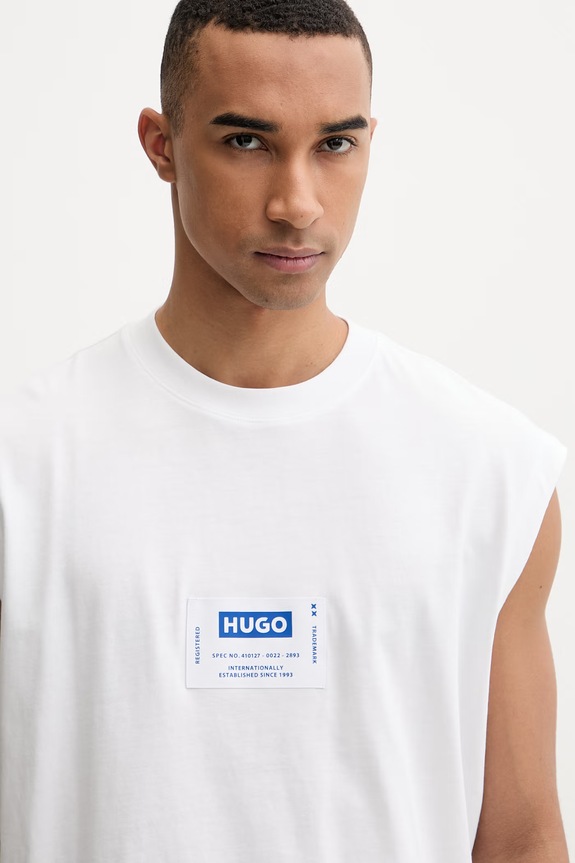 HUGO Blue top męski bawełniany Nurazak biały 50557812