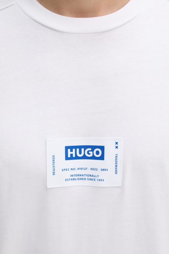 HUGO Blue T-shirt męski bawełniany Nurazti 50557813 biały
