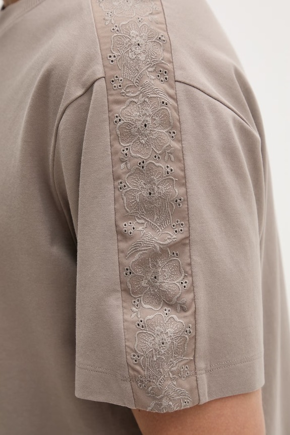 HUGO t-shirt ανδρικό βαμβακερό Drostee 50556580 μπεζ