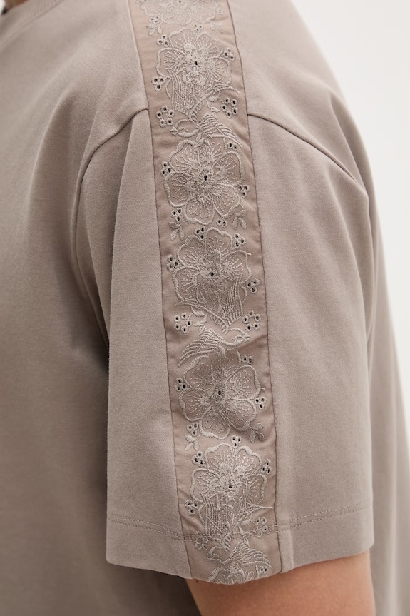 HUGO t-shirt ανδρικό βαμβακερό Drostee 50556580 μπεζ