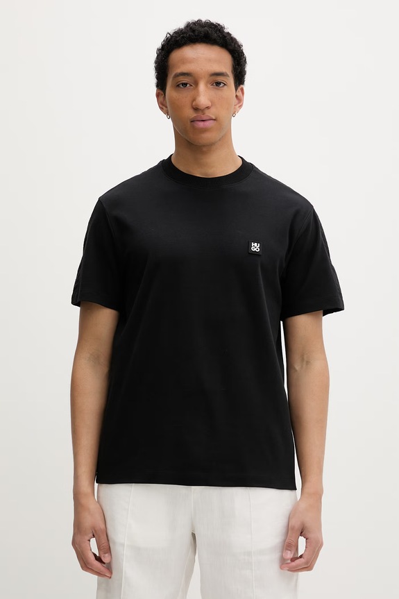 HUGO t-shirt ανδρικό βαμβακερό Drostee μαύρο 50556580