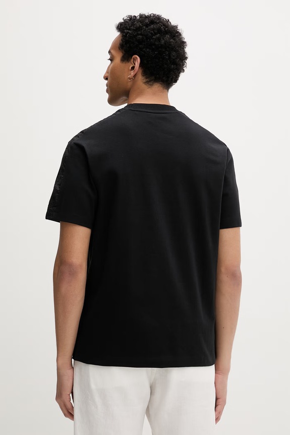 Ρούχα HUGO t-shirt ανδρικό βαμβακερό Drostee 50556580 μαύρο
