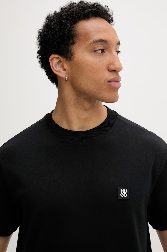 HUGO t-shirt ανδρικό βαμβακερό Drostee μαύρο 50556580
