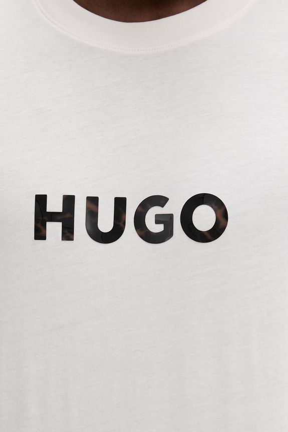 HUGO pánske bavlnené tričko Dumeo 50557437 béžová