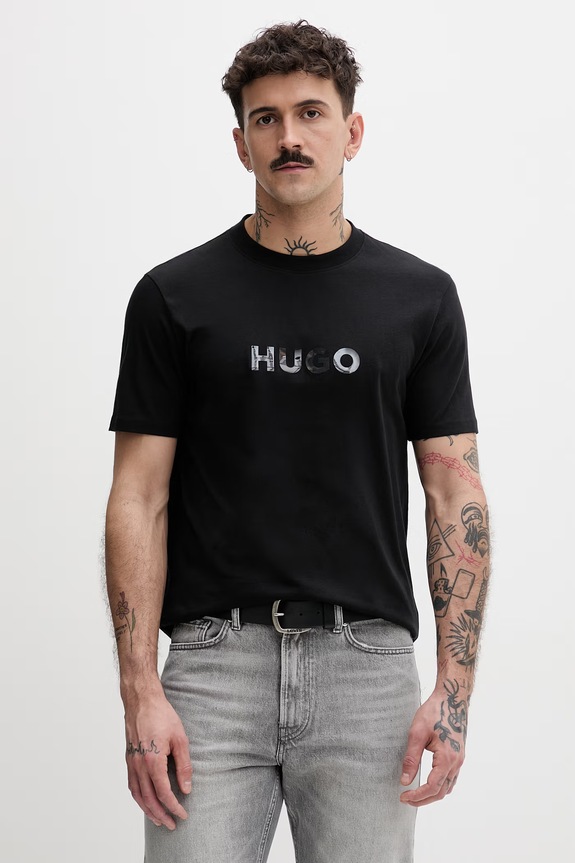 HUGO tričko pánske bavlnené Dumeo čierna 50557437