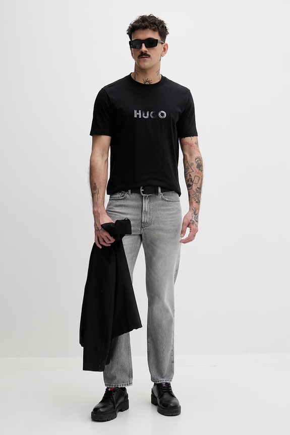 HUGO tričko pánske bavlnené Dumeo 50557437 čierna SS26
