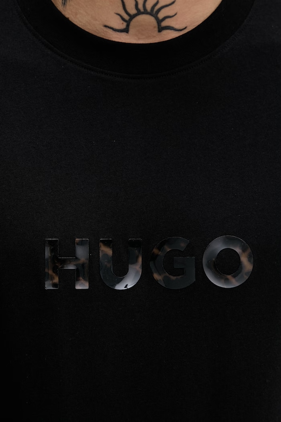 HUGO tričko pánske bavlnené Dumeo 50557437 čierna