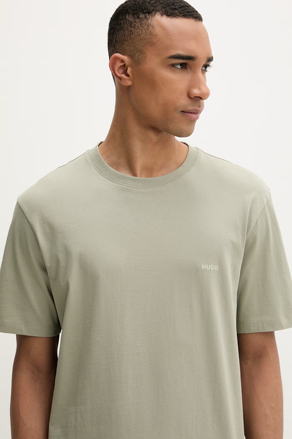 HUGO T-shirt męski bawełniany Derlyns zielony 50557618