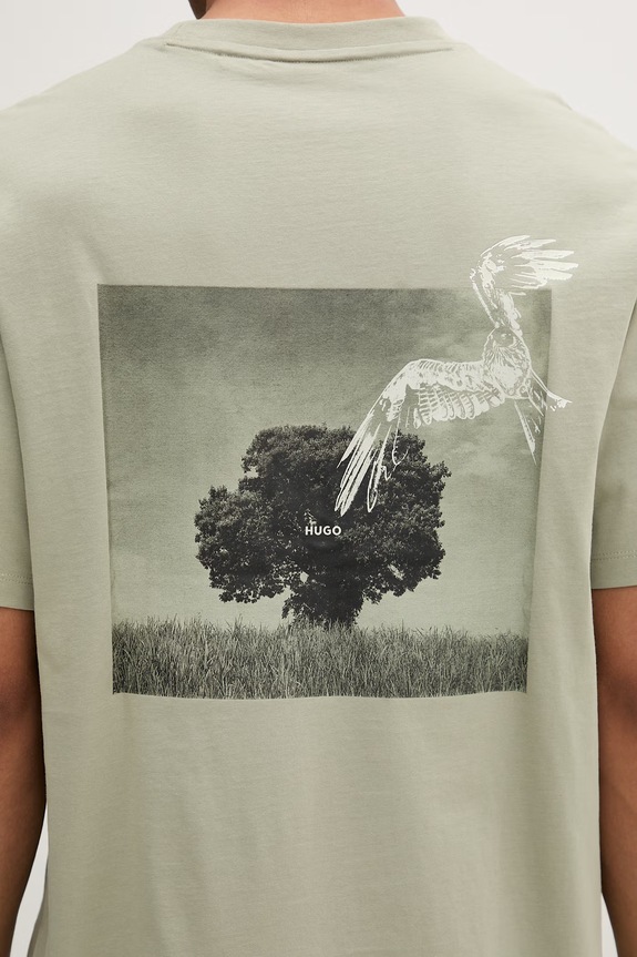 HUGO T-shirt męski bawełniany Derlyns 50557618 zielony