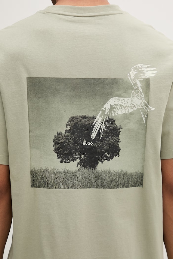 HUGO T-shirt męski bawełniany Derlyns 50557618 zielony