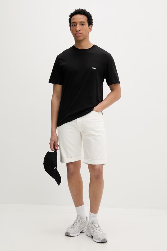 HUGO T-shirt męski bawełniany Derlyns 50557618 czarny SS26