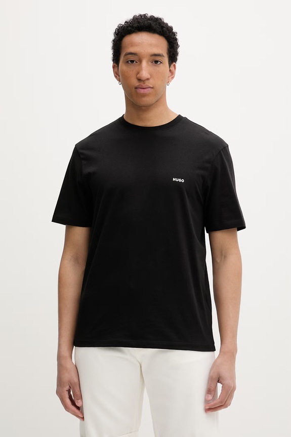 Odzież HUGO T-shirt męski bawełniany Derlyns 50557618 czarny
