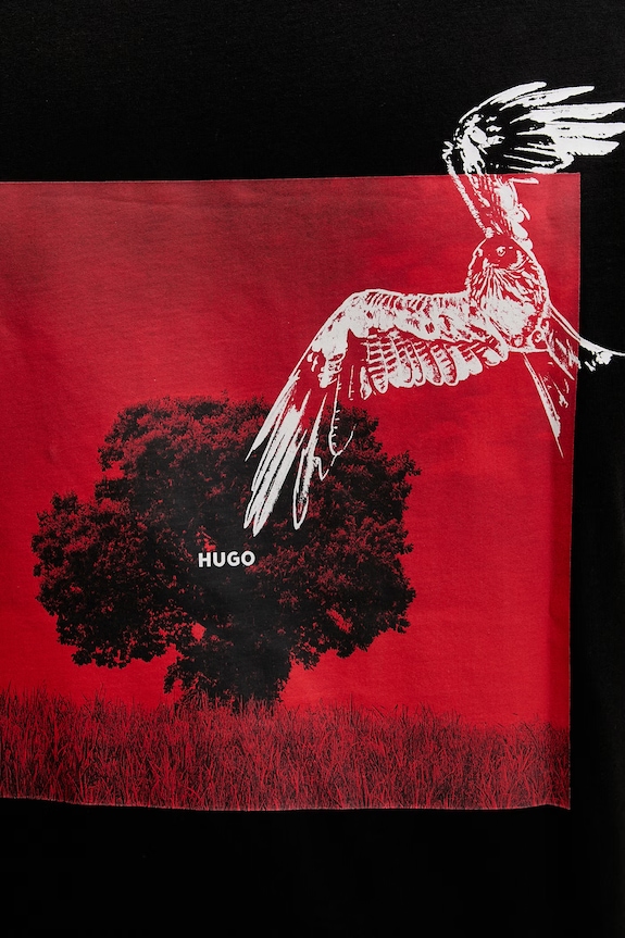 HUGO T-shirt męski bawełniany Derlyns 50557618 czarny