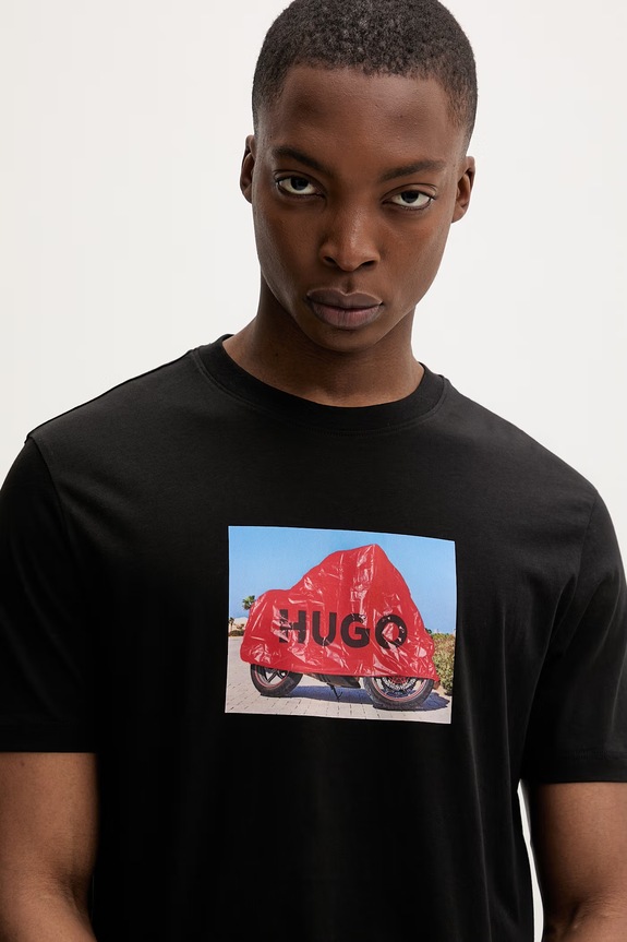HUGO tricou bărbătesc din bumbac Dostino negru 50557674