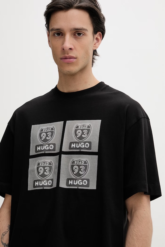 Bombažna kratka majica HUGO Draxon črna 50558405