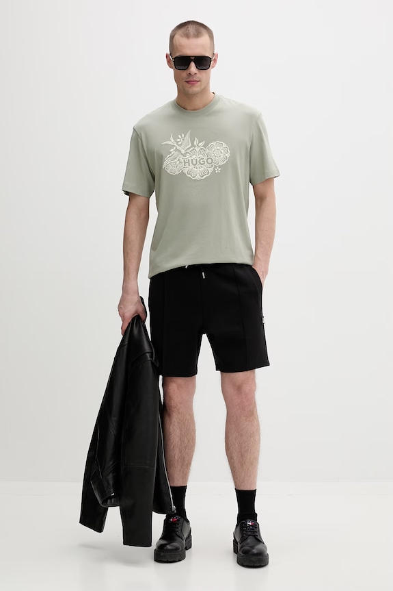 HUGO t-shirt męski bawełniany Dangen 50558415 zielony SS26