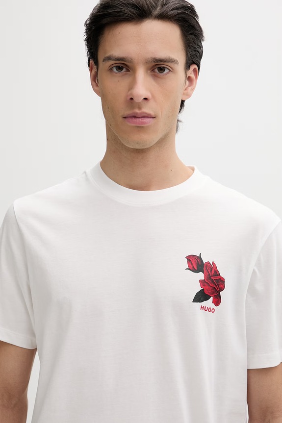 HUGO tricou din bumbac Dikerd alb 50564024