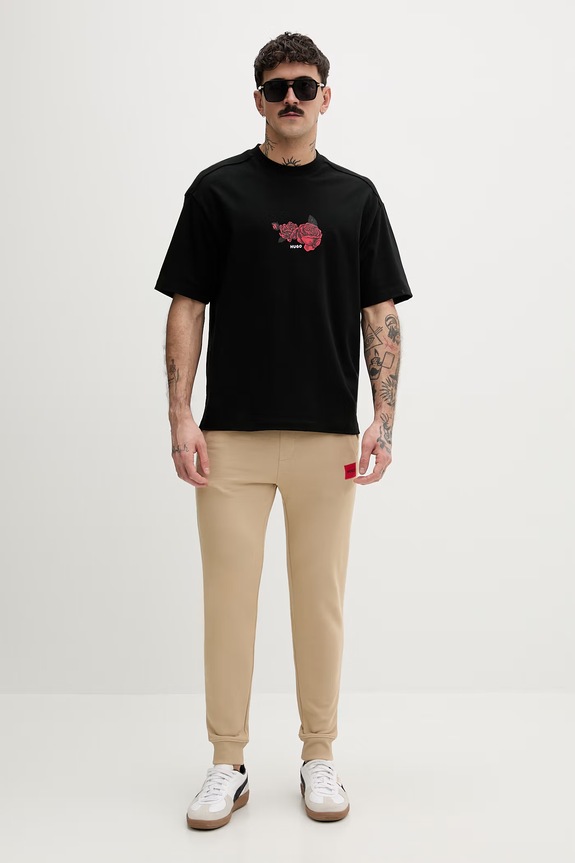 HUGO t-shirt męski bawełniany Domans 50564642 czarny SS26