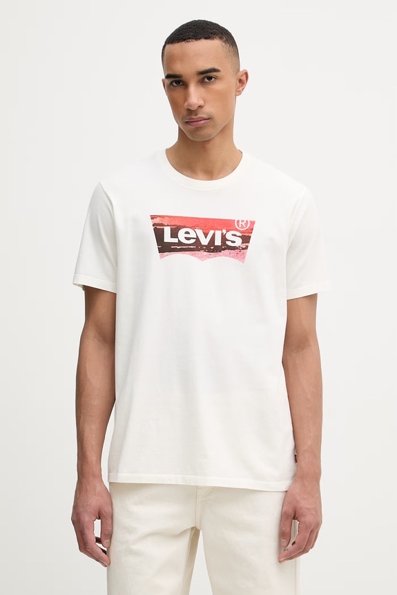 Levi's t-shirt męski bawełniany GRAPHIC CREWNECK beżowy 22491.2104