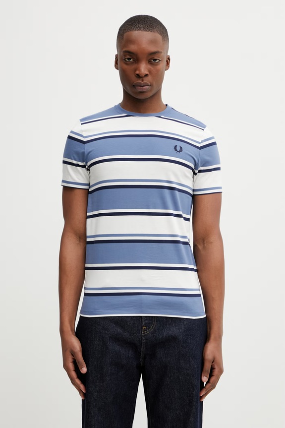 Fred Perry t-shirt bawełniany wzorzyste niebieski M1302
