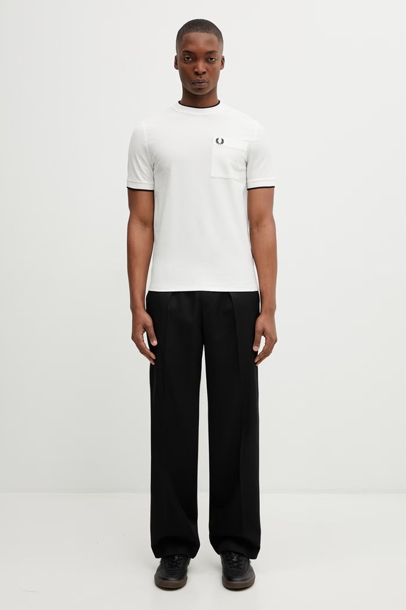 Βαμβακερό μπλουζάκι Fred Perry M2395 λευκό