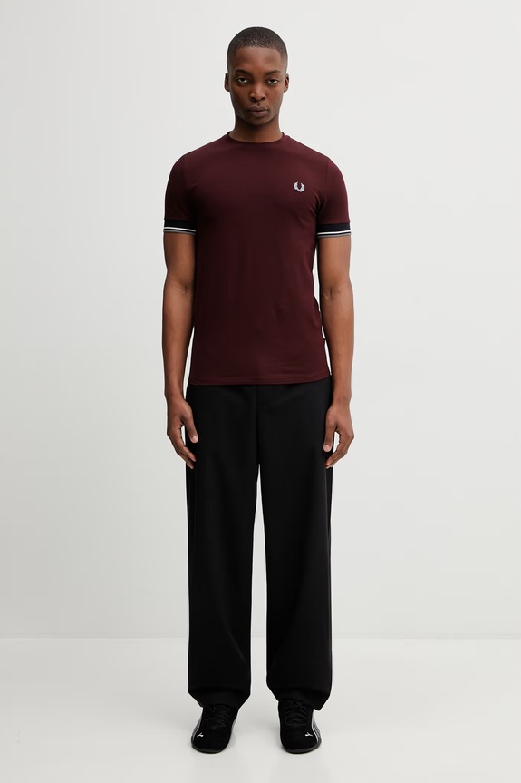 Fred Perry tričko pánske bavlnené M2396 burgundské
