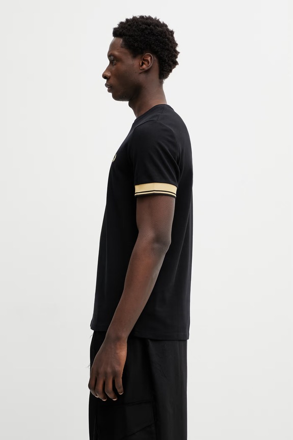 Fred Perry majica od pamuka za muškarce M2396 crna SS26