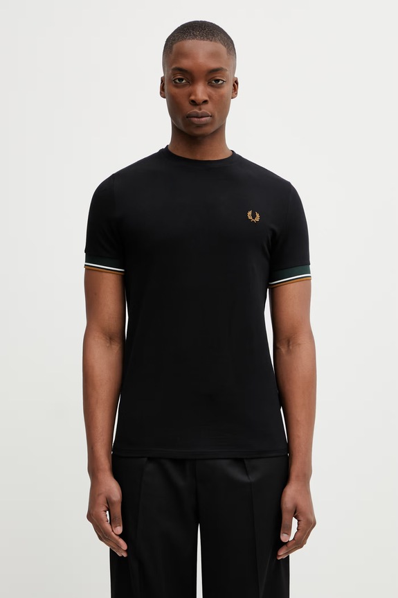 Fred Perry tričko pánske bavlnené nášivka čierna M2396