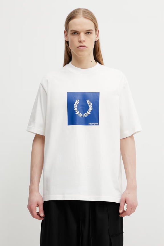 Хлопковая футболка Fred Perry печать белый M2404