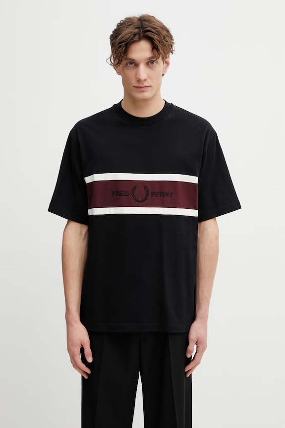 Fred Perry t-shirt in cotone regolare nero M2405
