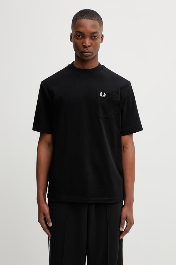 Bavlnené tričko Fred Perry jednofarebný čierna M2408