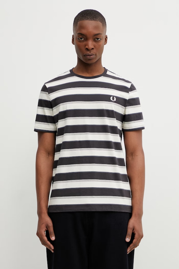 Bavlnené tričko Fred Perry jemný vzor sivá M2409