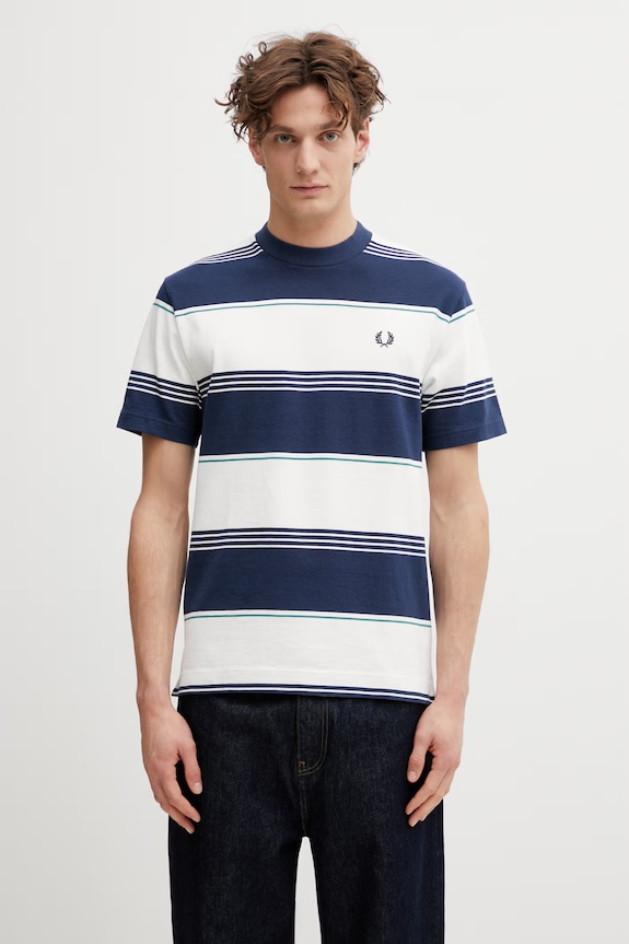Pamučna majica Fred Perry slim mornarsko plava M2410