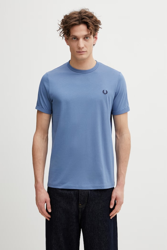 Fred Perry T-shirt bawełniany męski gładkie niebieski M3519