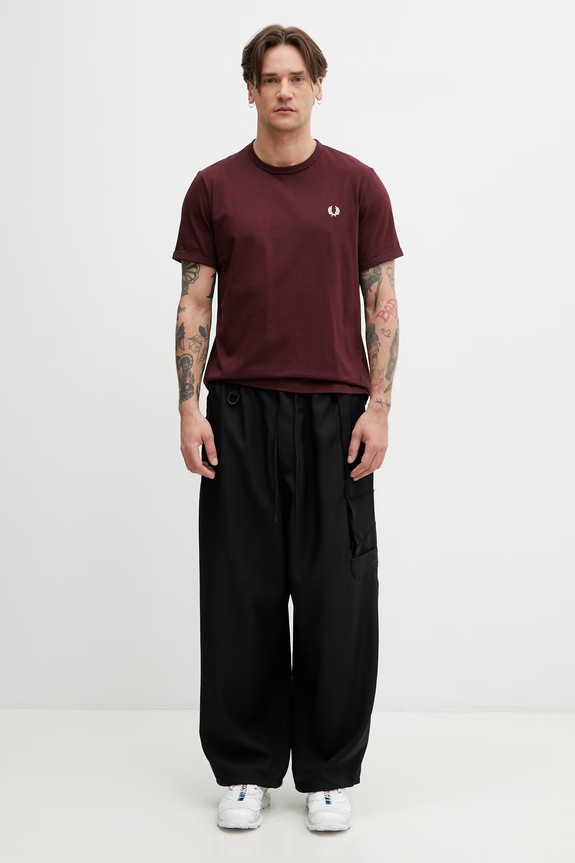 Fred Perry t-shirt férfi pamut M3519 burgundia