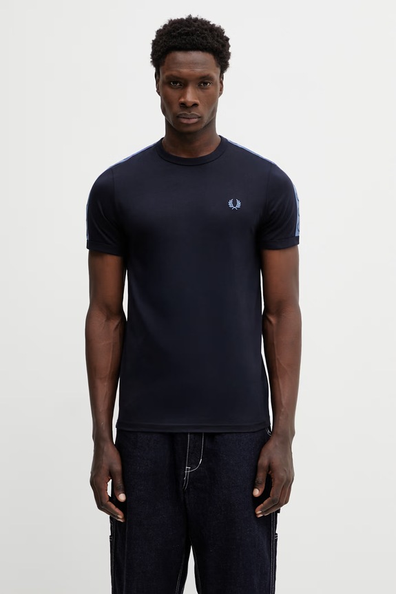 Fred Perry tricou bărbătesc din bumbac imprimeu bleumarin M4613