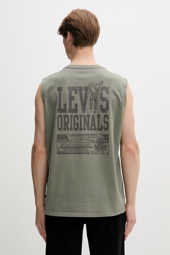 Odzież Levi's top męski bawełniany GR MUSCLE TANK 0054S zielony