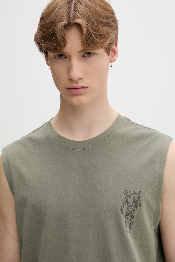 Levi's top męski bawełniany GR MUSCLE TANK zielony 0054S