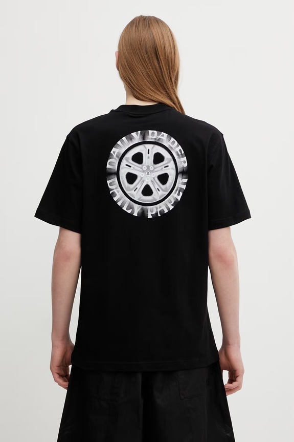 Daily Paper t-shirt bawełniany wheel ss nadruk czarny 2610020