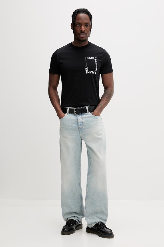 Karl Lagerfeld Jeans tricou pentru bărbați, din bumbac B2M17046 negru SS26