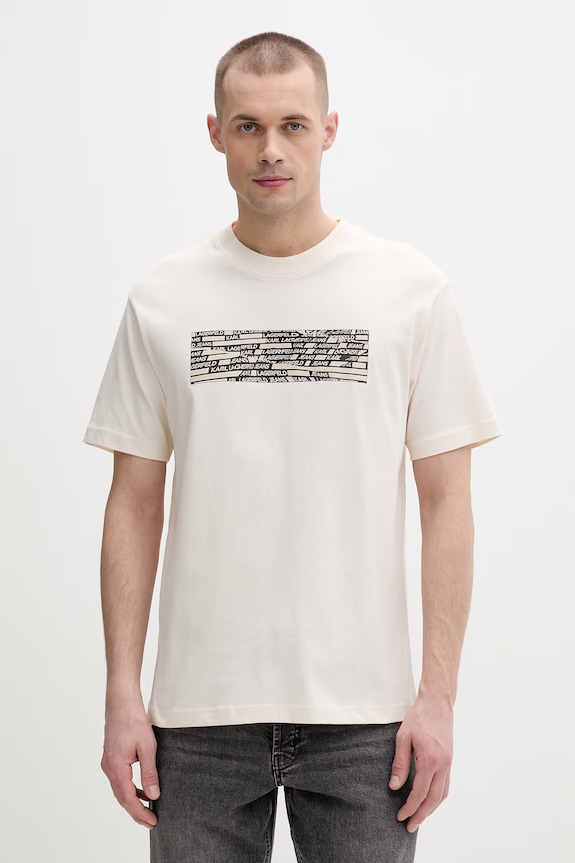 Karl Lagerfeld Jeans t-shirt męski bawełniany beżowy B2M17053