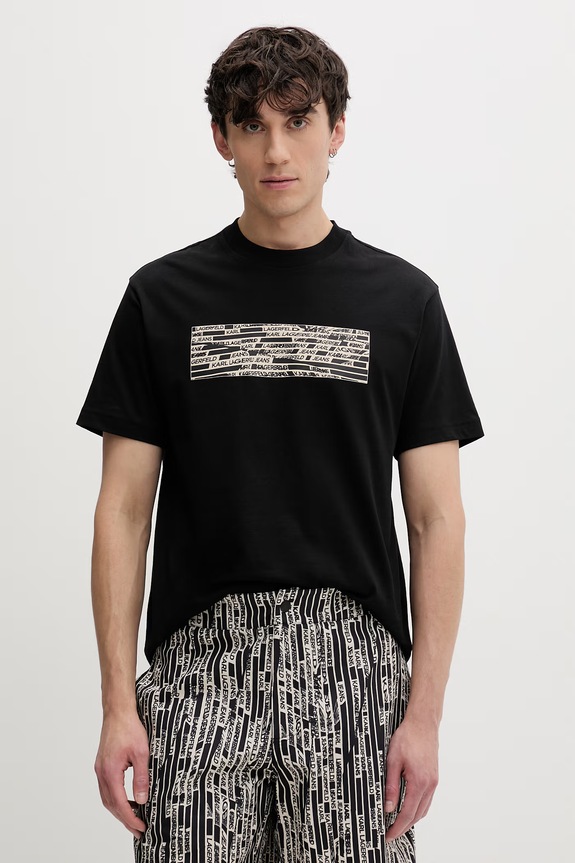 Karl Lagerfeld Jeans t-shirt męski bawełniany czarny B2M17053