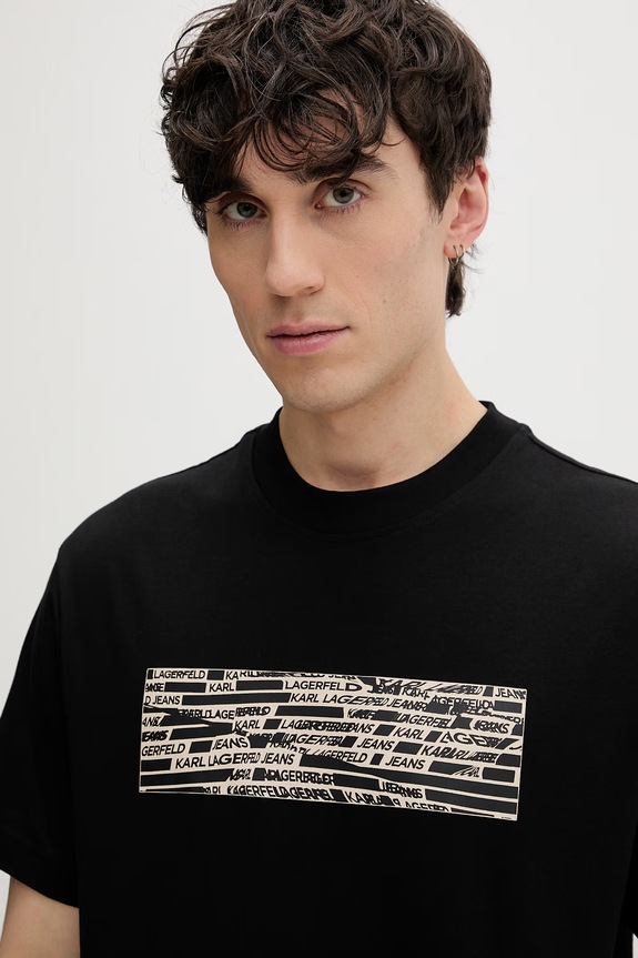 Karl Lagerfeld Jeans t-shirt męski bawełniany czarny B2M17053