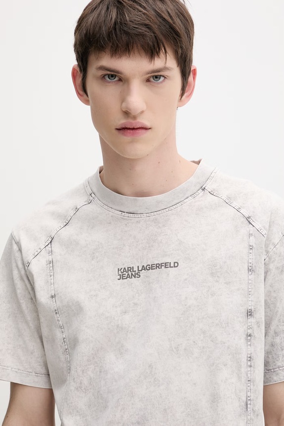 Karl Lagerfeld Jeans t-shirt męski bawełniany szary B2M17065