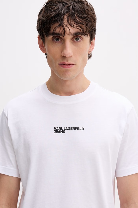 Karl Lagerfeld Jeans t-shirt męski bawełniany biały B2M17090