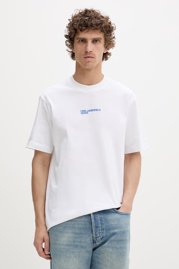 Îmbrăcăminte Karl Lagerfeld Jeans tricou bărbătesc din bumbac B2M17072 alb