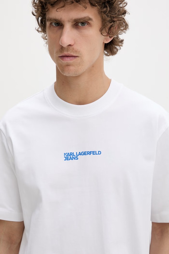 Karl Lagerfeld Jeans tricou bărbătesc din bumbac alb B2M17072