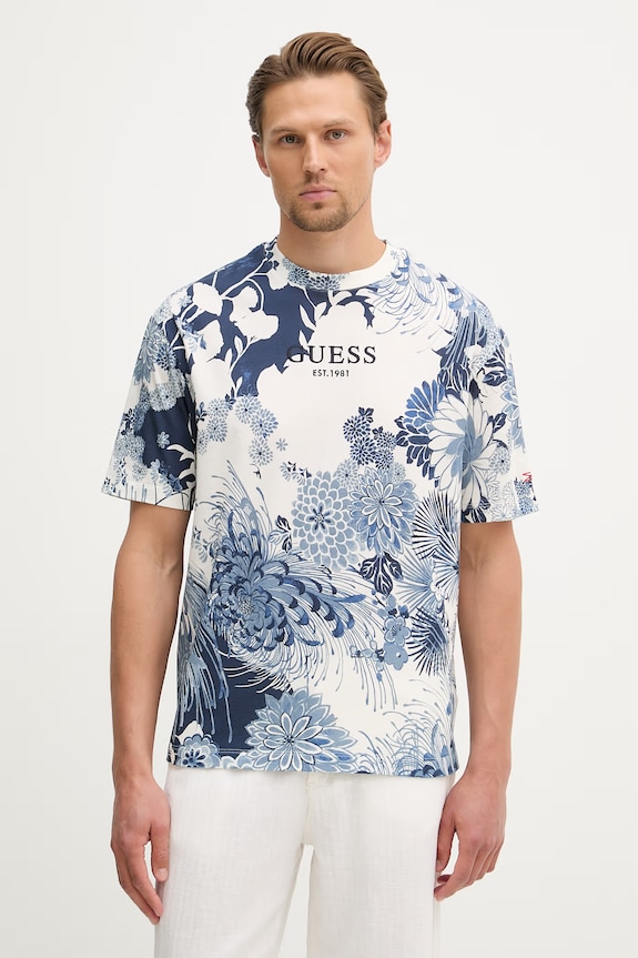 Guess T-shirt Ανδρικό βαμβακερό μπλε M6GI03.K2830